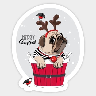 Pug Christmas Sticker